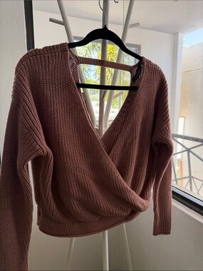 Moon & madison Women’s Dusty Rose Knit Wrap Sweater